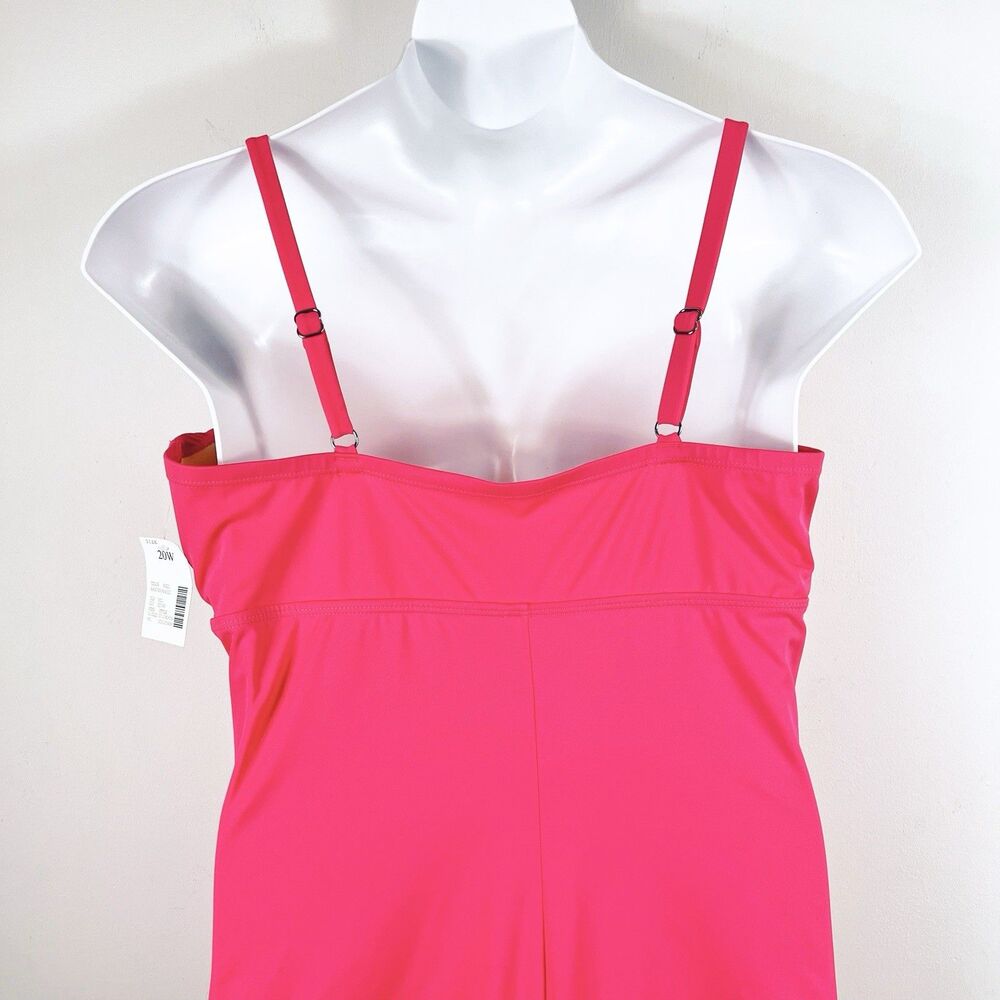 Catherines One Piece Swimsuit Size 20W Hot Pink Ruched Padded Slimming NEW *READ - Picture 6 of 11